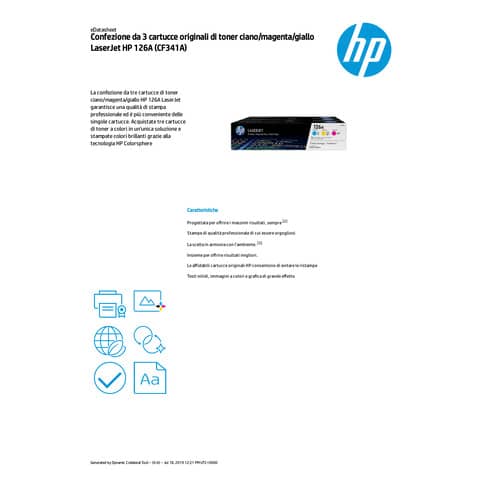 Toner 126A HP ciano+magenta+giallo  Conf. 3 - CF341A